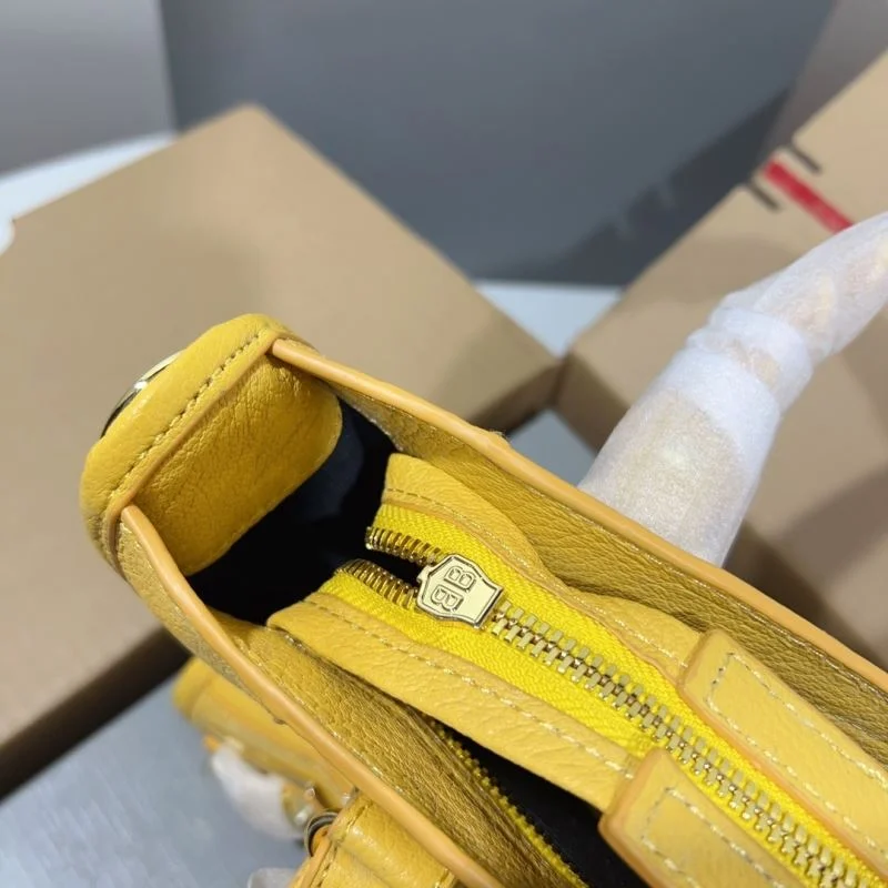 Balenciaga Goat Leather Motorcycle Bag - Gold Buckle Yellow 30cm Unisex 38326