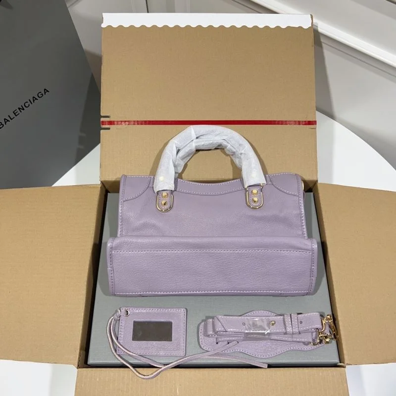 TravelReady Balenciaga Goat Leather Motorcycle Bag - Purple Gold Buckle 38313