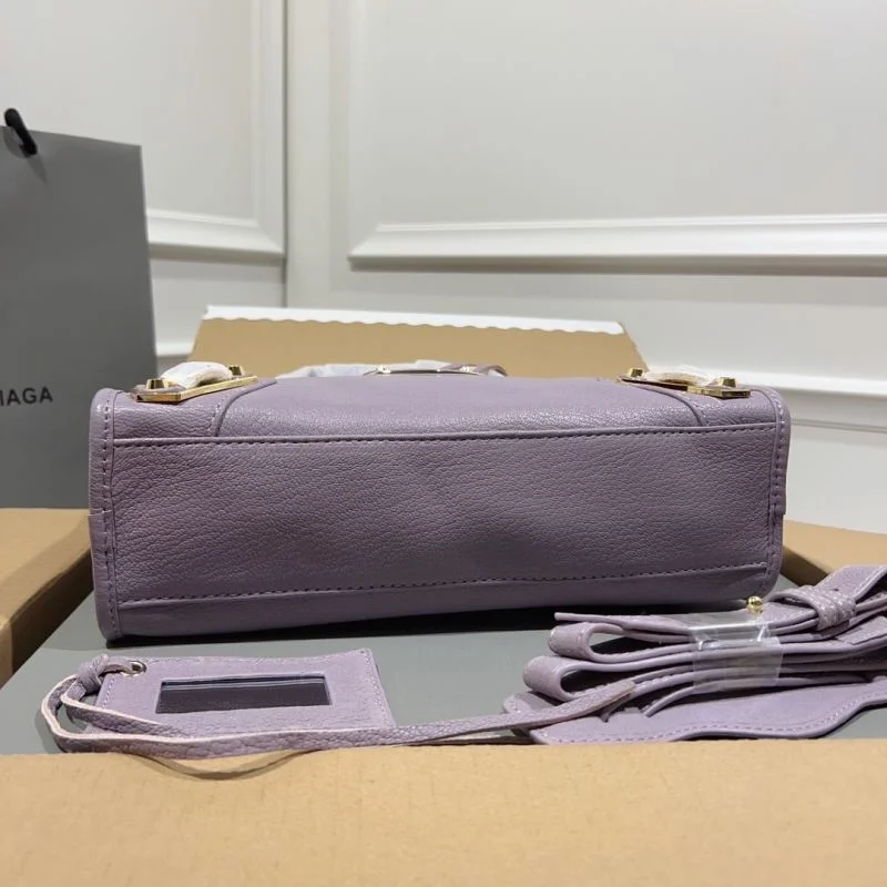 TravelReady Balenciaga Goat Leather Motorcycle Bag - Purple Gold Buckle 38313