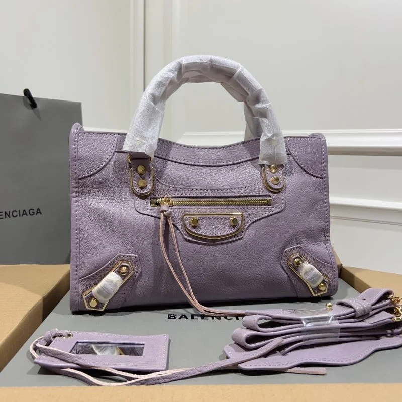 TravelReady Balenciaga Goat Leather Motorcycle Bag - Purple Gold Buckle 38313