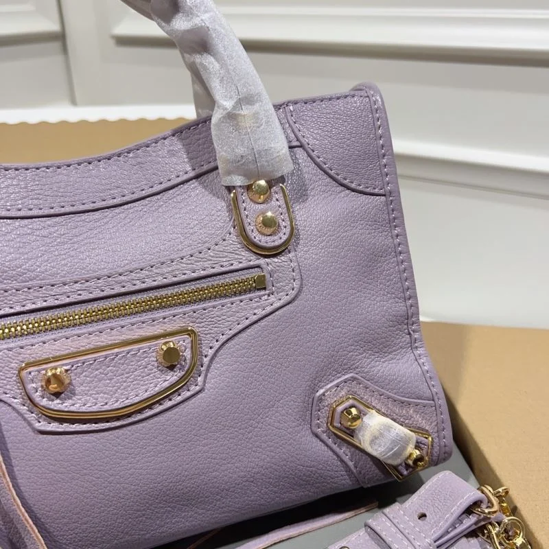 TravelReady Balenciaga Goat Leather Motorcycle Bag - Purple Gold Buckle 38313