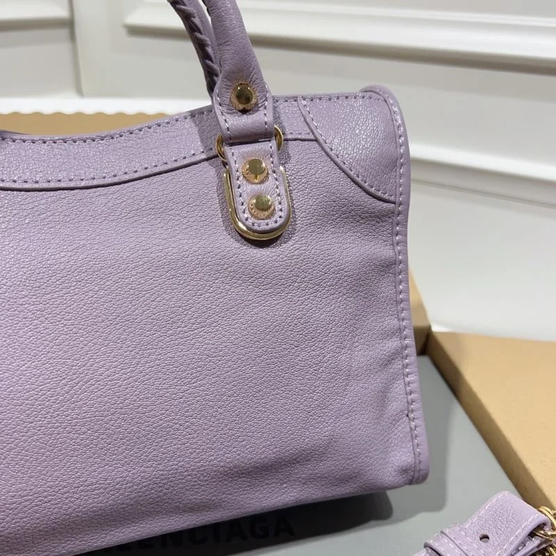 TravelReady Balenciaga Goat Leather Motorcycle Bag - Purple Gold Buckle 38313