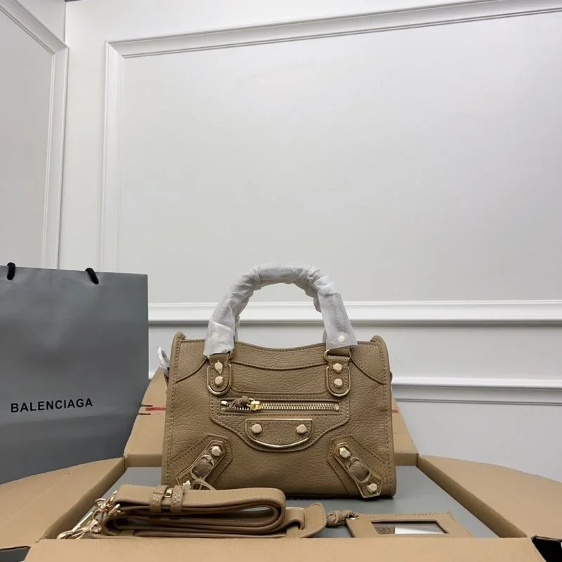 UrbanChic Balenciaga Gold Buckle Apricot Goat Leather Motorcycle Bag - 23cm 38289