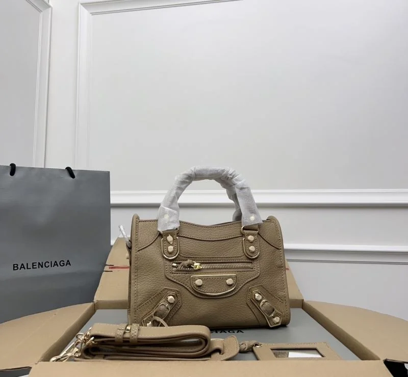UrbanChic Balenciaga Gold Buckle Apricot Goat Leather Motorcycle Bag - 23cm 38289