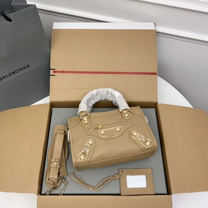 UrbanChic Balenciaga Gold Buckle Apricot Goat Leather Motorcycle Bag - 23cm 38289