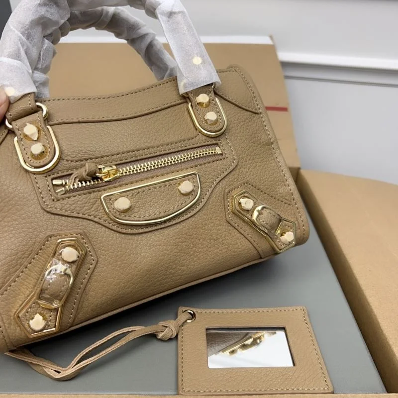 UrbanChic Balenciaga Gold Buckle Apricot Goat Leather Motorcycle Bag - 23cm 38289