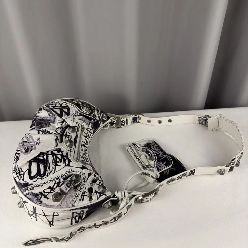 Balenciaga Graffiti Le Cagole Half-Moon Crossbody Bag BestValue 38333