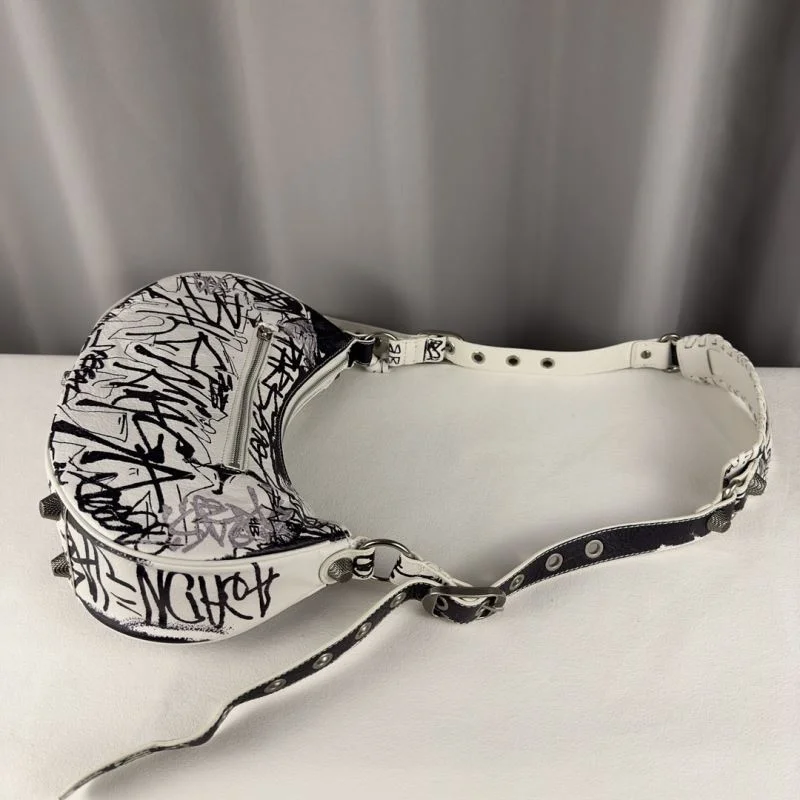Balenciaga Graffiti Le Cagole Half-Moon Crossbody Bag BestValue 38333