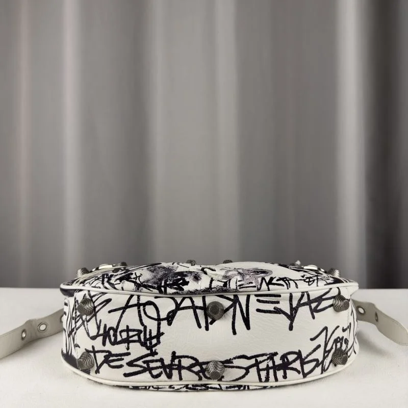 Balenciaga Graffiti Le Cagole Half-Moon Crossbody Bag BestValue 38333