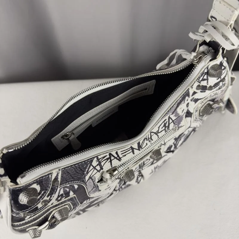 Balenciaga Graffiti Le Cagole Half-Moon Crossbody Bag BestValue 38333