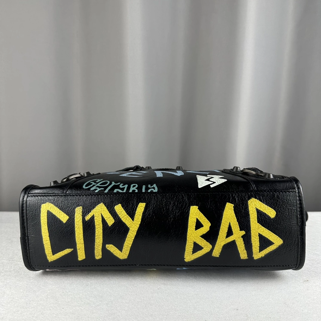 Balenciaga Graffiti Mini City Bag - Handcrafted Lambskin Delight Stretchable 60996