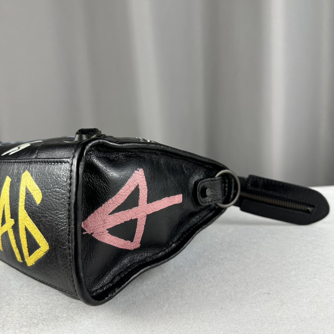 Balenciaga Graffiti Mini City Bag - Handcrafted Lambskin Delight Stretchable 60996