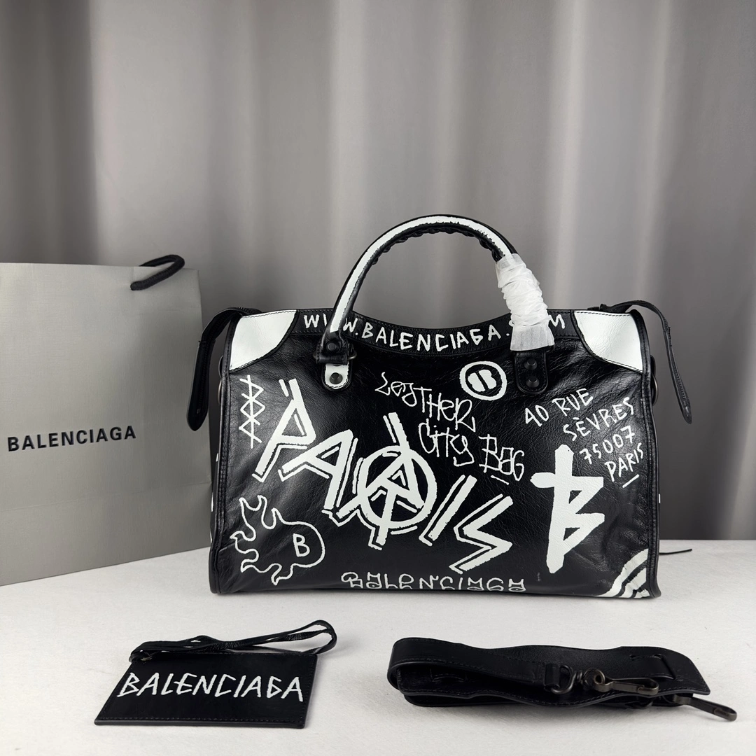 Balenciaga Graffiti Mini City Lambskin Replica Bag MoistureWicking 61071