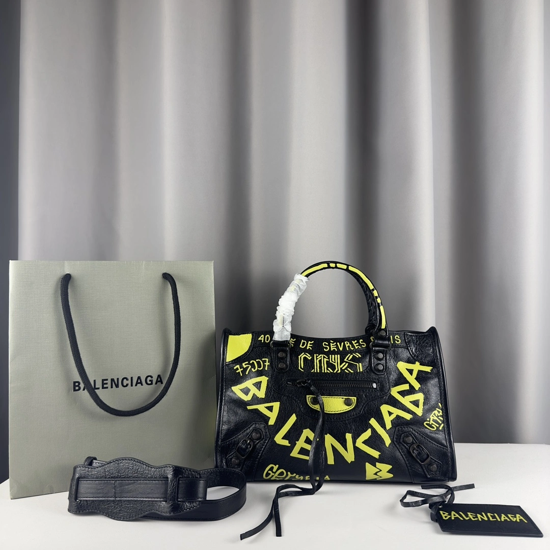 Balenciaga Graffiti Mini City Sheepskin Handmade Bag Youthful 61009