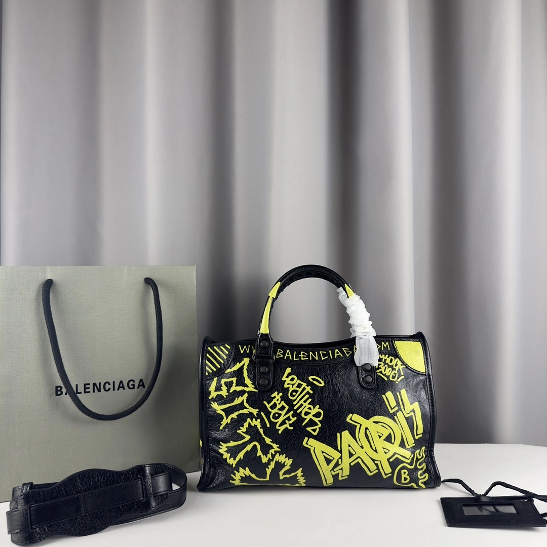 Balenciaga Graffiti Mini City Sheepskin Handmade Bag Youthful 61009