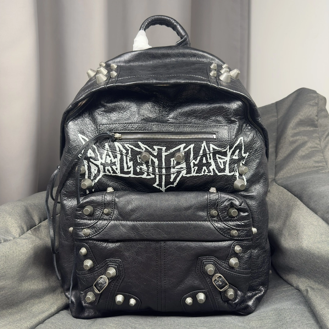 Balenciaga Graffiti Studded Motorcycle Backpack Breathable 61068