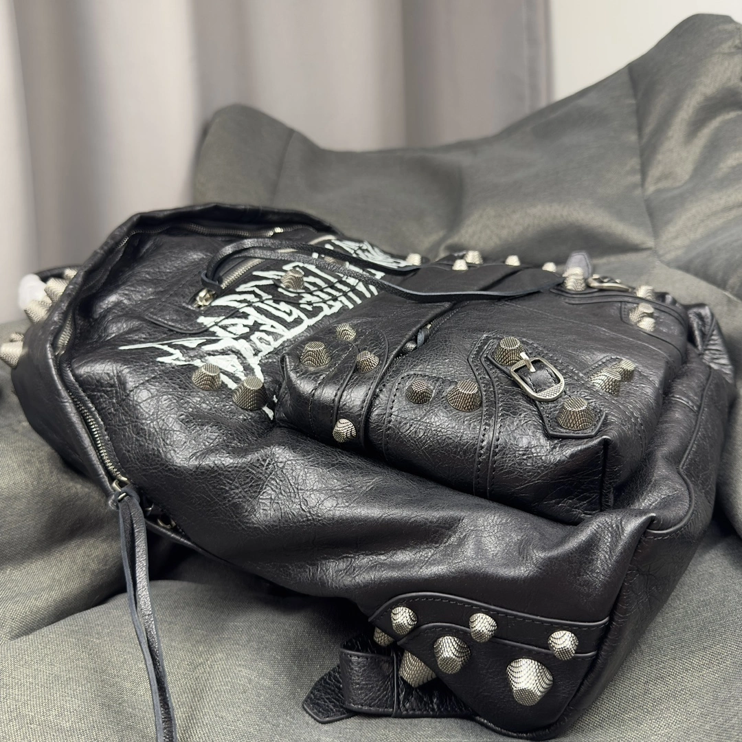 Balenciaga Graffiti Studded Motorcycle Backpack Breathable 61068