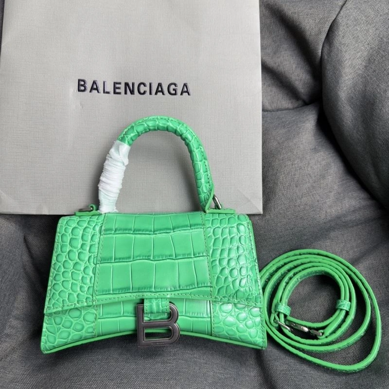 Balenciaga Grass Green Croc Pattern Hourglass XS Bag Sleek 70009