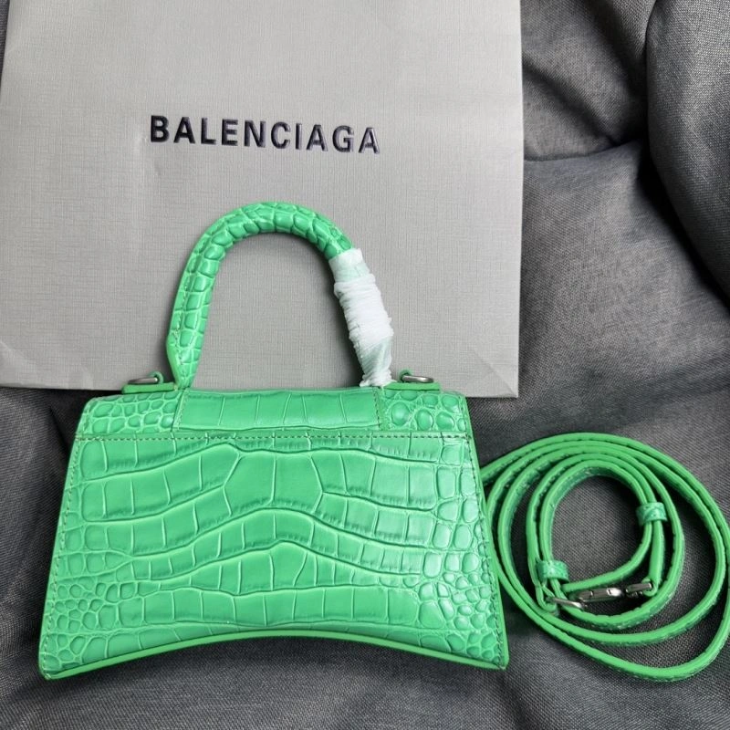 Balenciaga Grass Green Croc Pattern Hourglass XS Bag Sleek 70009