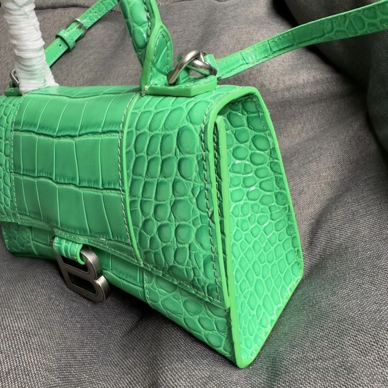 Balenciaga Grass Green Croc Pattern Hourglass XS Bag Sleek 70009
