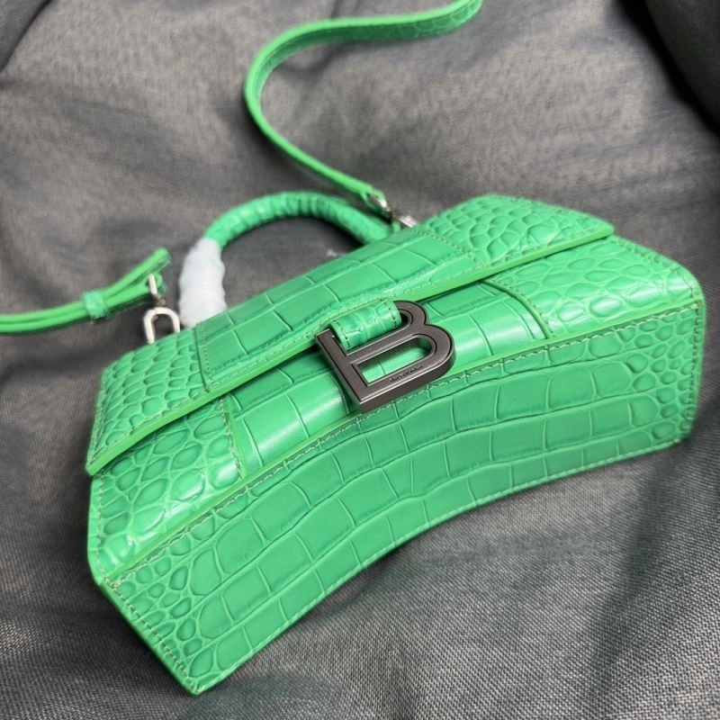 Balenciaga Grass Green Croc Pattern Hourglass XS Bag Sleek 70009