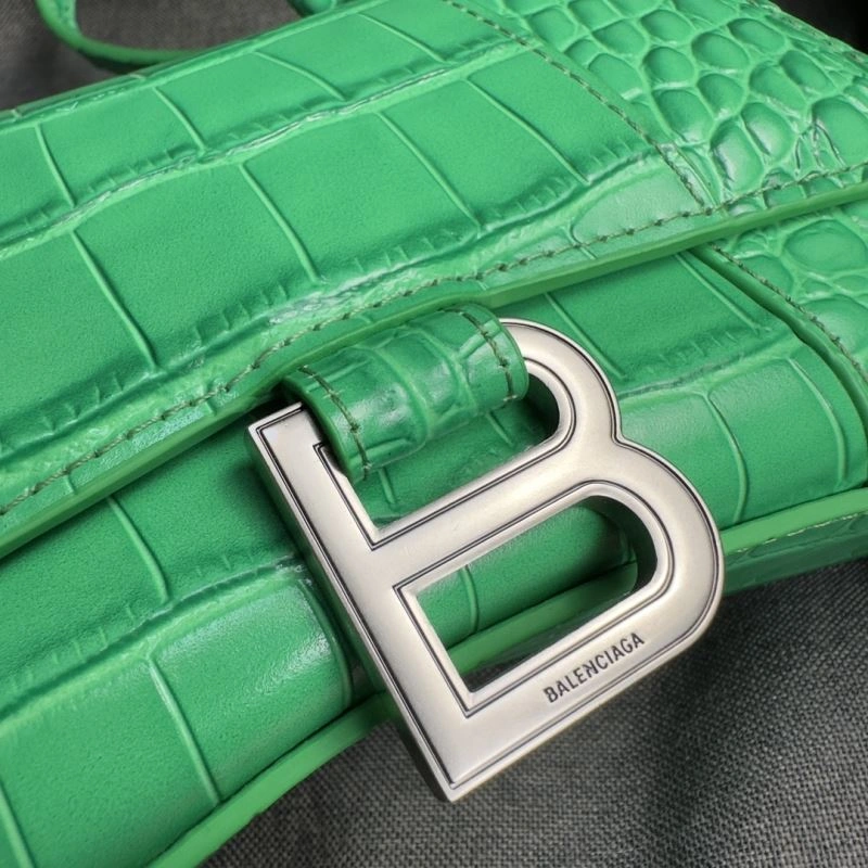 Balenciaga Grass Green Croc Pattern Hourglass XS Bag Sleek 70009