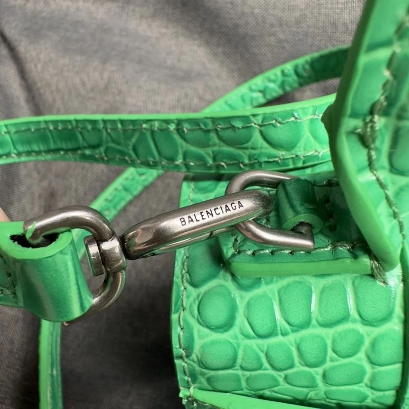 Balenciaga Grass Green Croc Pattern Hourglass XS Bag Sleek 70009