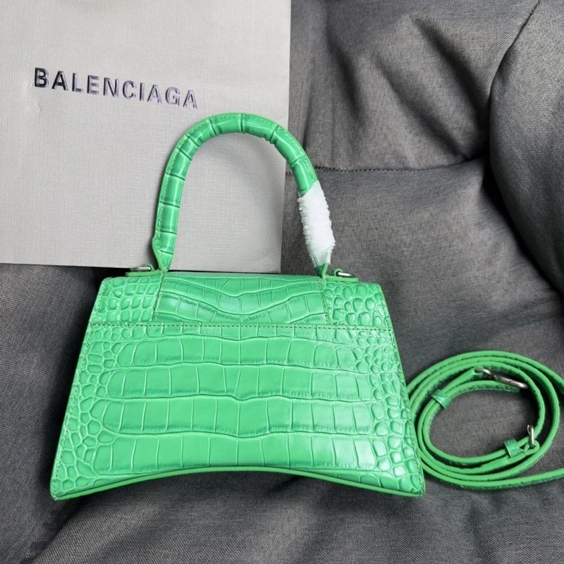 QuickDry Balenciaga Grass Green Crocodile Pattern Hourglass Bag with Silver Buckle 75281