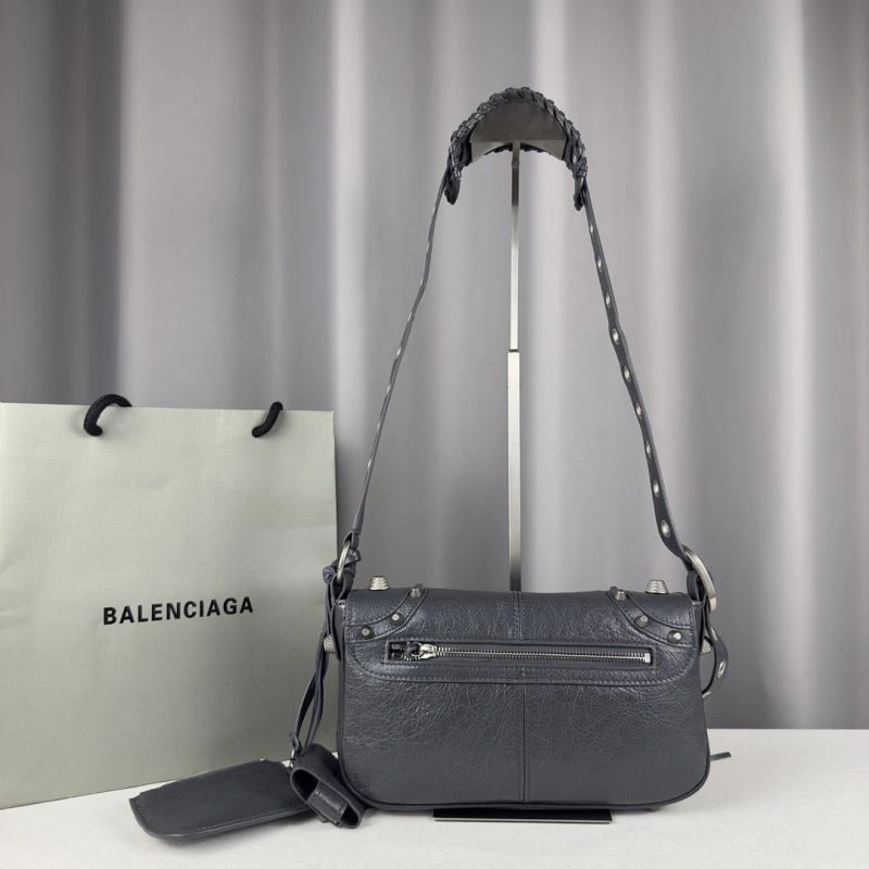 Balenciaga Gray Oil Wax Motorcycle Crossbody Bag with Pendant WeatherProof 70102
