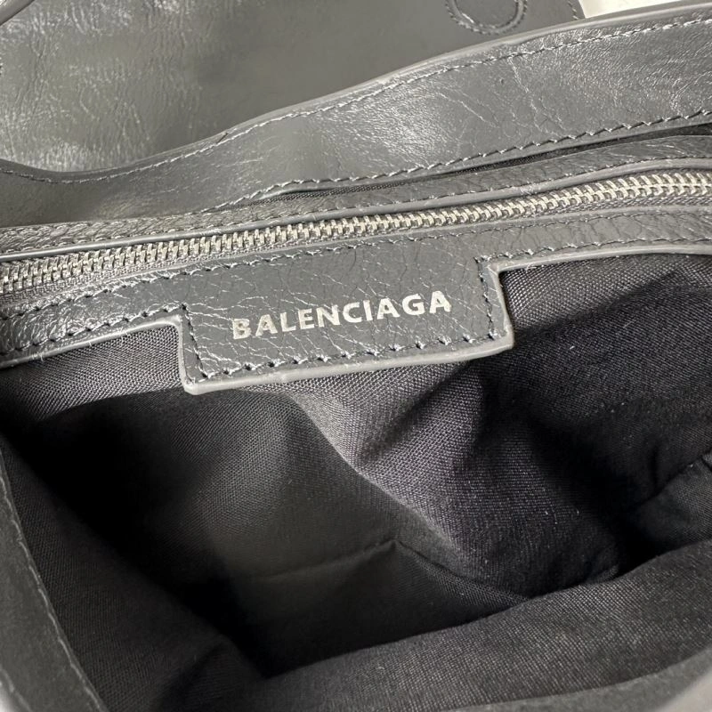 Balenciaga Gray Oil Wax Motorcycle Crossbody Bag with Pendant WeatherProof 70102