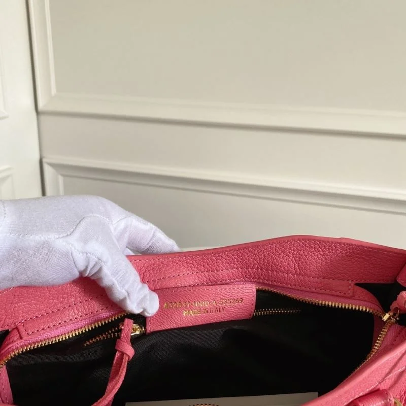 Balenciaga Gray-Pink Goat Leather Motorcycle Bag with Gold Studs - 30cm OnTrend 38323