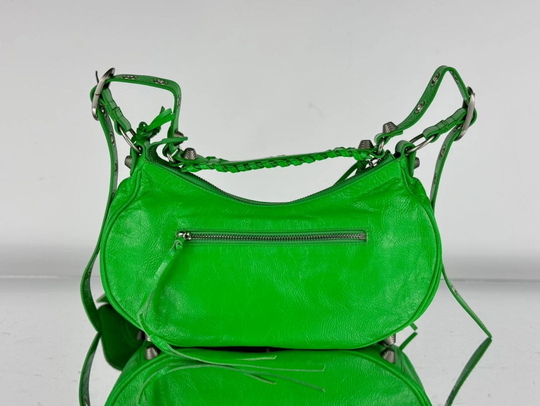 Balenciaga Green Oil Wax Le Cagole Half-Moon Dumpling Bag TechFriendly 61069