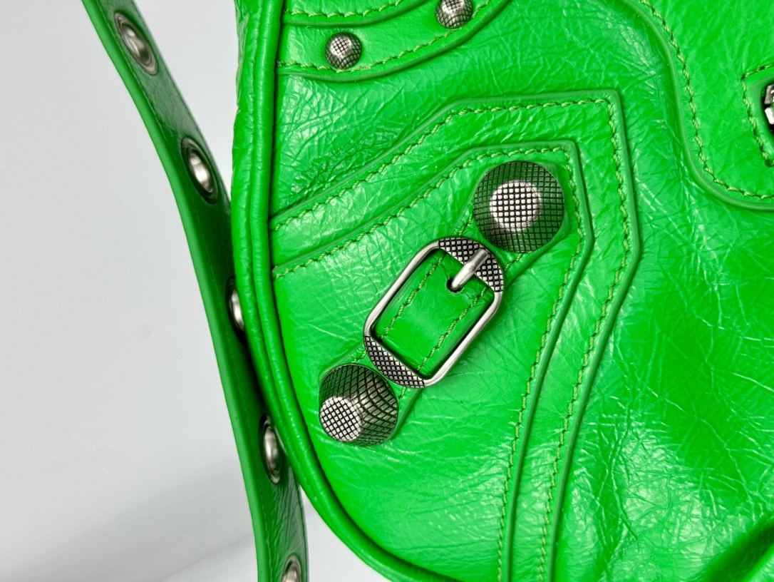 Balenciaga Green Oil Wax Le Cagole Half-Moon Dumpling Bag TechFriendly 61069