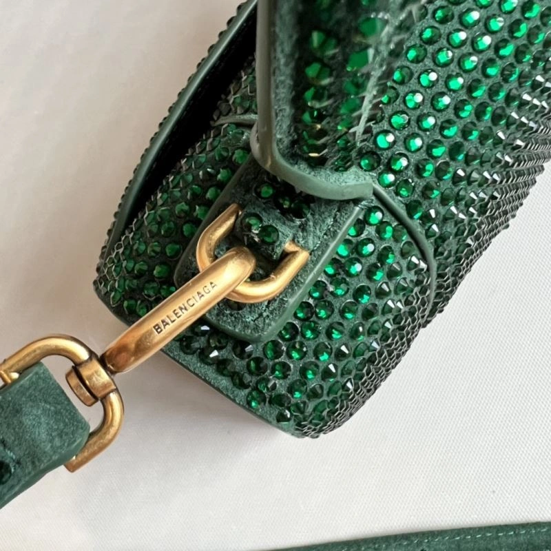 Balenciaga Green Rhinestone Hourglass Bag - XS Glamour Edition Trendy 70050
