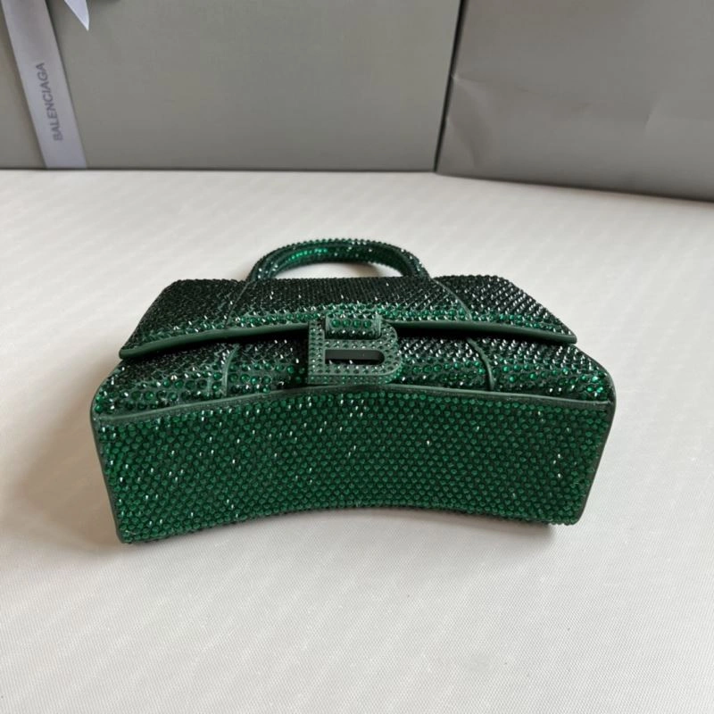 Balenciaga Green Rhinestone Hourglass Bag - XS Glamour Edition Trendy 70050