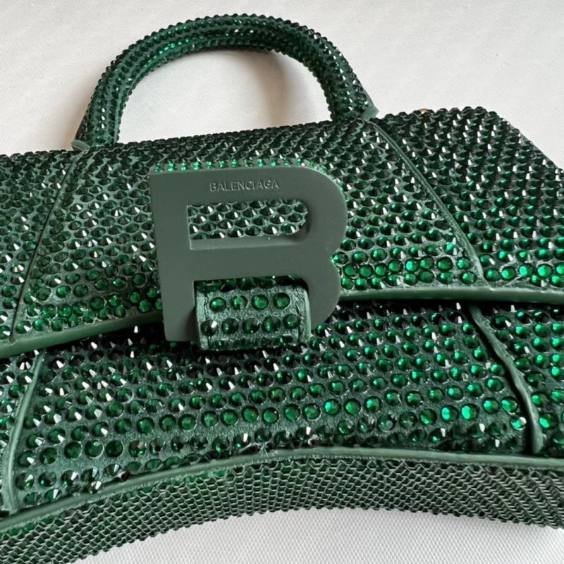 Balenciaga Green Rhinestone Hourglass Bag - XS Glamour Edition Trendy 70050