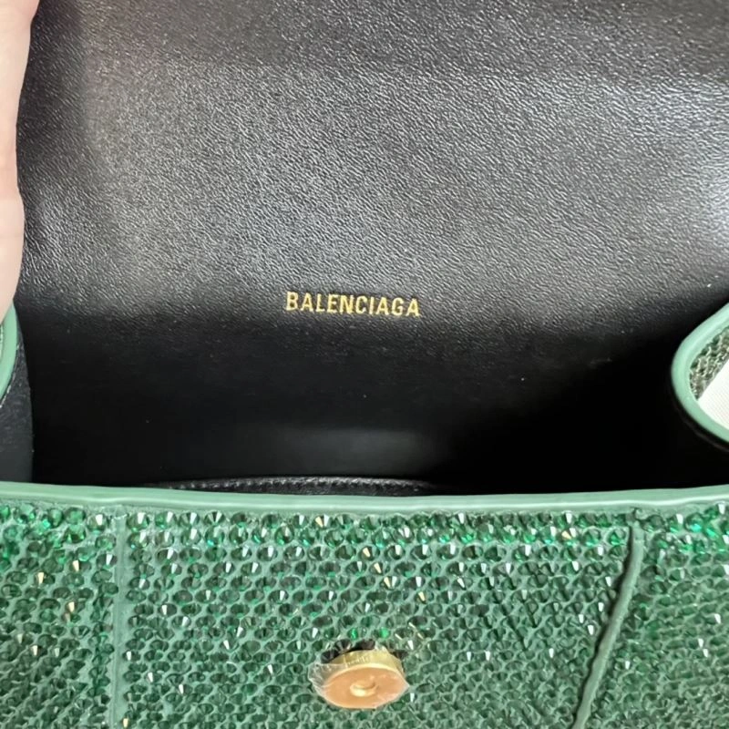 Balenciaga Green Rhinestone Hourglass Bag - XS Glamour Edition Trendy 70050