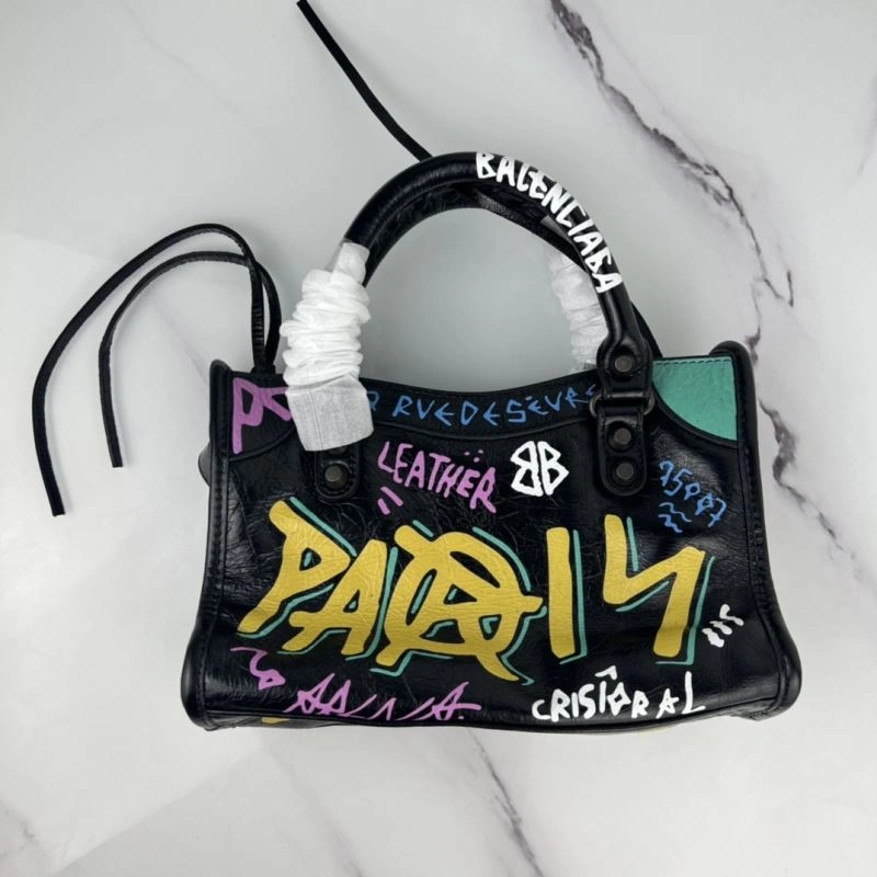 MultiPurpose Balenciaga Handmade Graffiti Mini City Bag - Luxurious Lambskin Design 78783