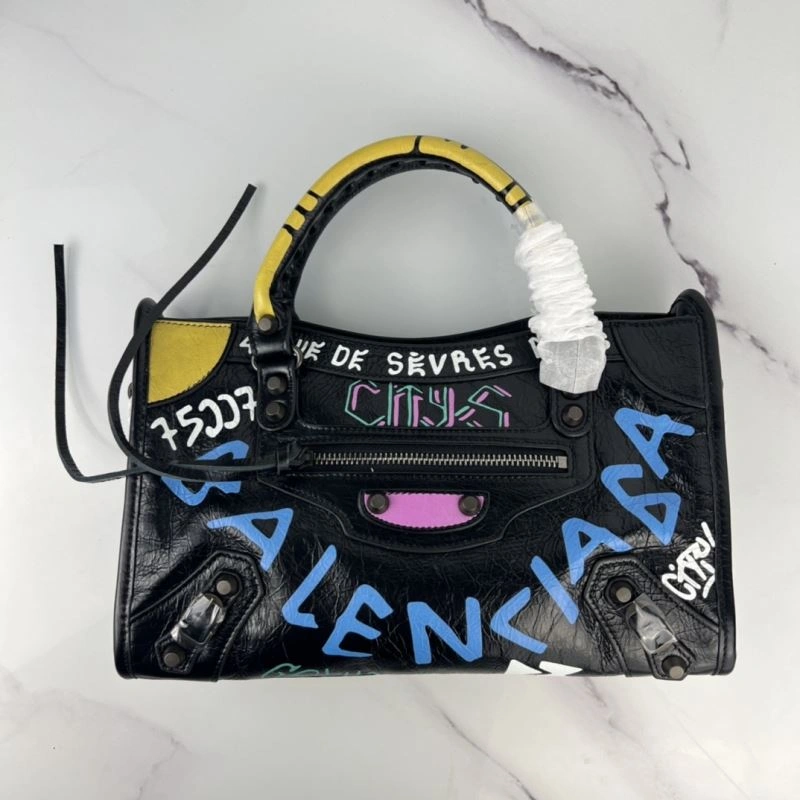 Balenciaga Handmade Graffiti Sheep Leather Bag - 30cm Cute Design Comfortable 78771
