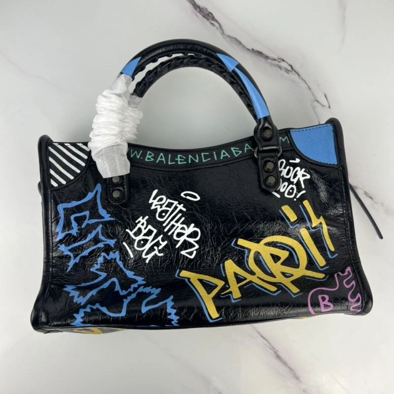Balenciaga Handmade Graffiti Sheep Leather Bag - 30cm Cute Design Comfortable 78771