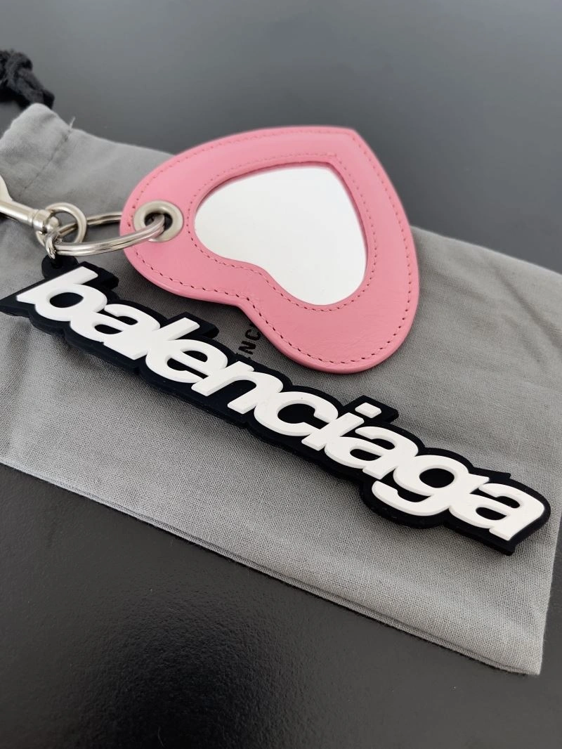 QuickDry Balenciaga Heart Mirror Charm Keychain with Sheepskin Pendant 70131