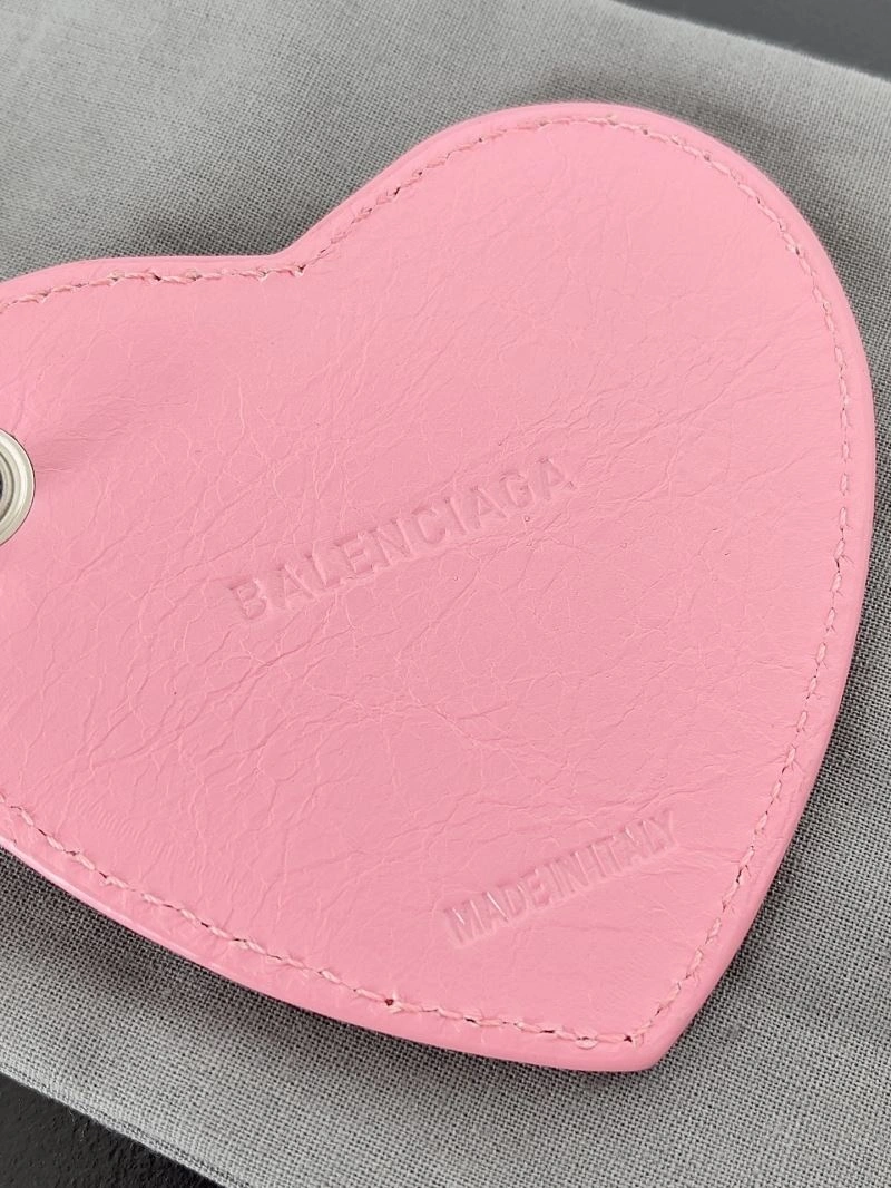 QuickDry Balenciaga Heart Mirror Charm Keychain with Sheepskin Pendant 70131