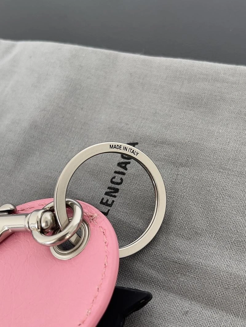 QuickDry Balenciaga Heart Mirror Charm Keychain with Sheepskin Pendant 70131