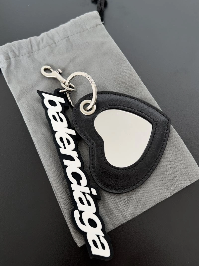Balenciaga Heart Mirror Charm Keychain with Sheepskin Pendant Tailored 70114