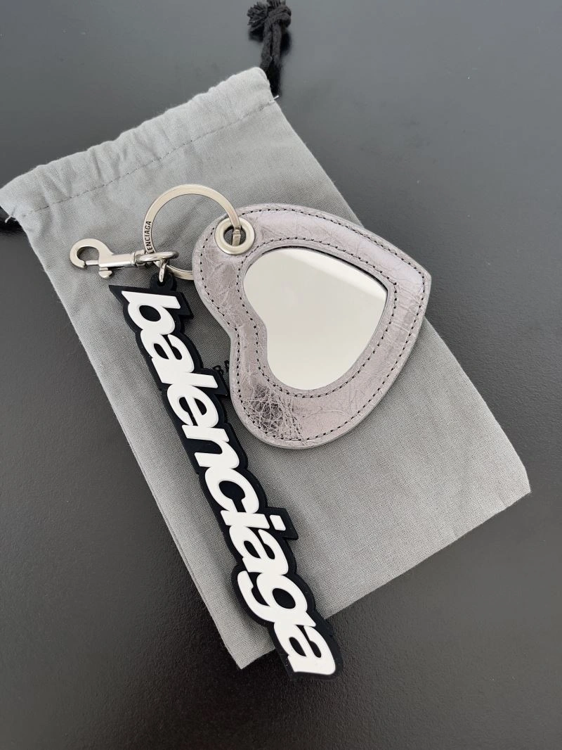 Balenciaga Heart-Shaped Leather Mirror Keychain Pendant EasyMatch 70075
