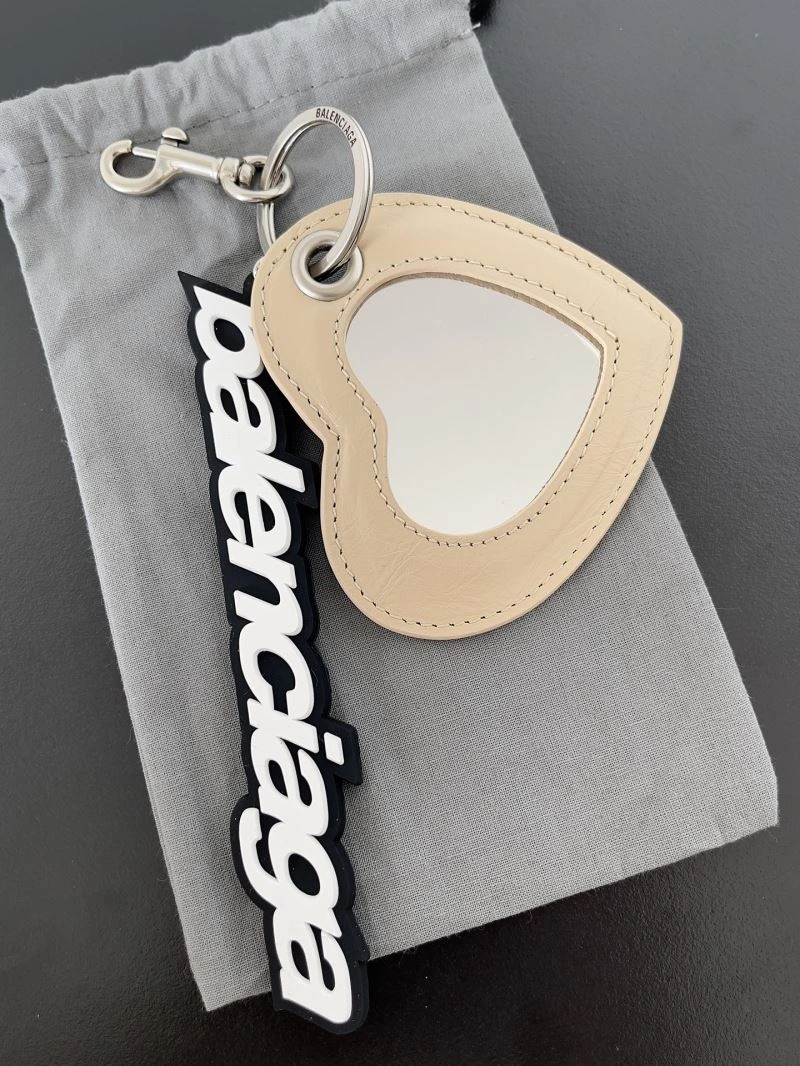 Efficient Balenciaga Heart-Shaped Sheepskin Mirror Keychain Charm 70076