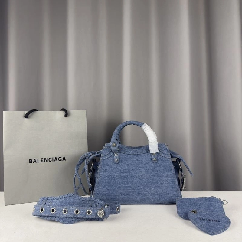 FashionForward Balenciaga Heartfelt Deep Blue Rhinestone Cagole Motorcycle Bag 78776
