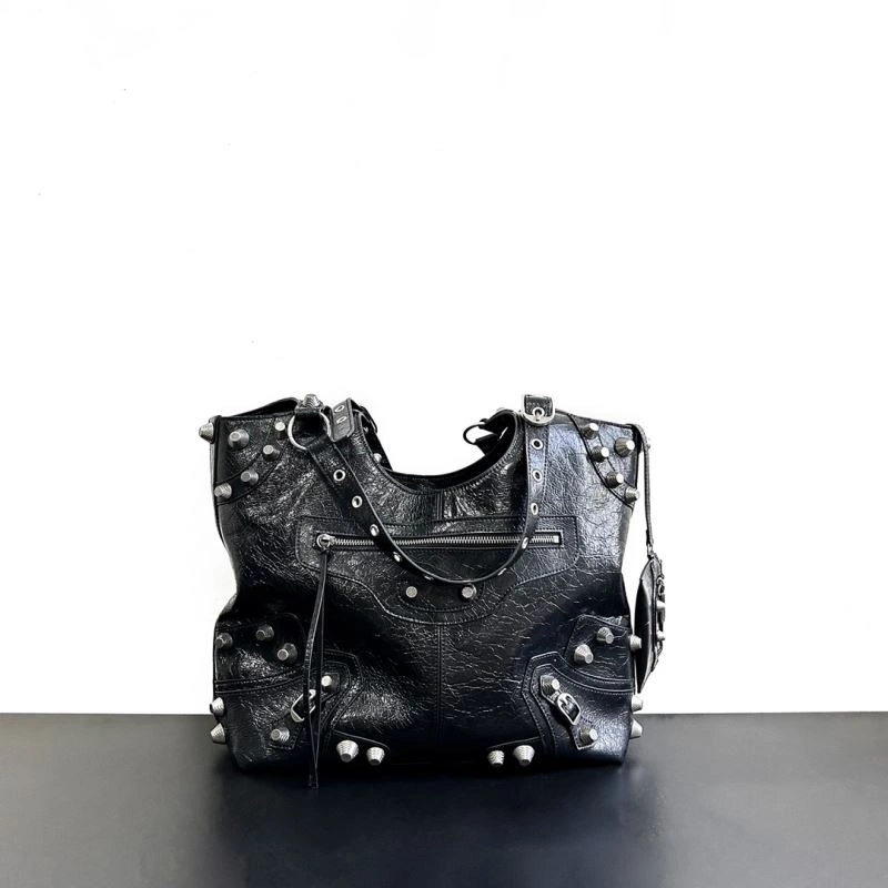 Practical Balenciaga High-Quality Leather Motorcycle-Inspired Large Tote Bag 66913