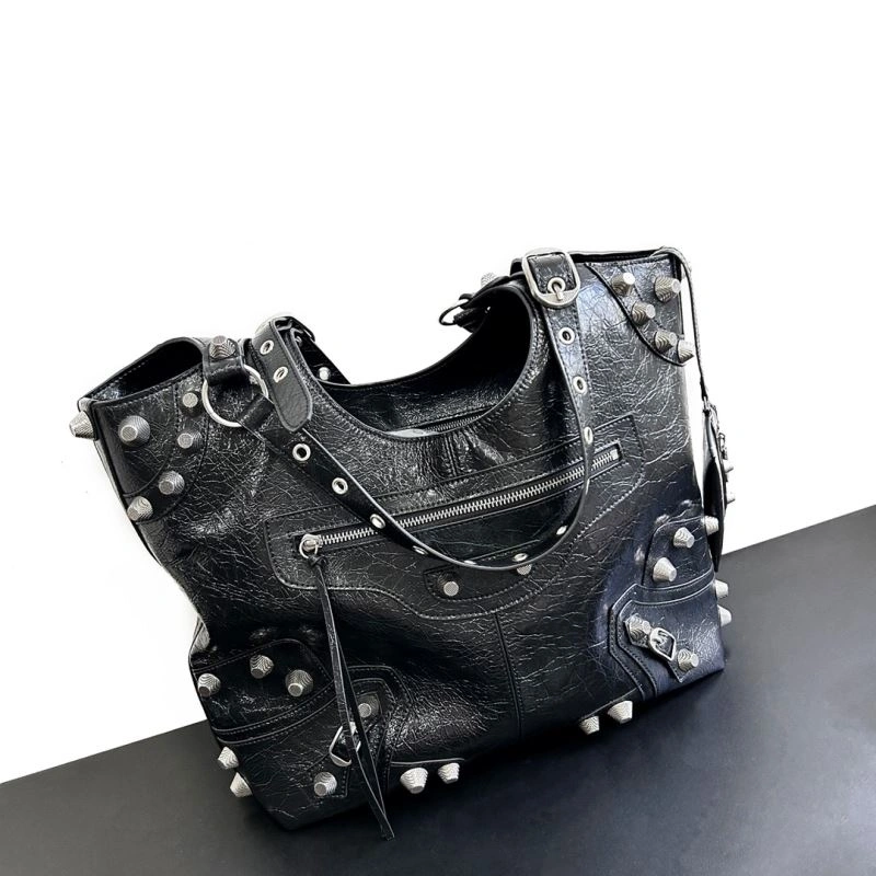 Practical Balenciaga High-Quality Leather Motorcycle-Inspired Large Tote Bag 66913