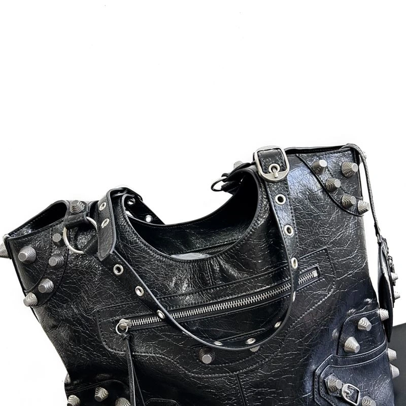 Practical Balenciaga High-Quality Leather Motorcycle-Inspired Large Tote Bag 66913